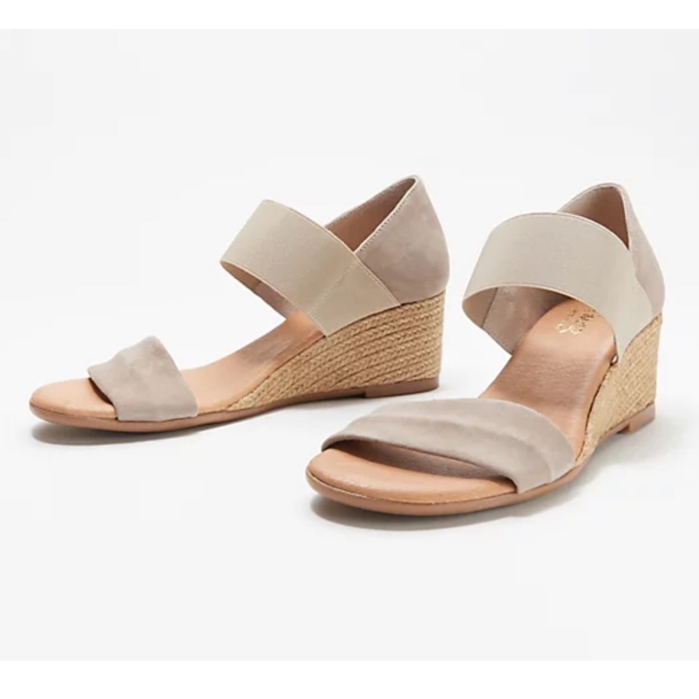 Yevalu Suede Leather Espadrilles Sandals Slip-On Wedges Elastic Strap Spain - Picture 8 of 8
